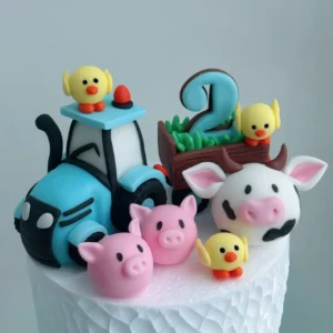 farm. traktor, käru, tibud, lehm, siga